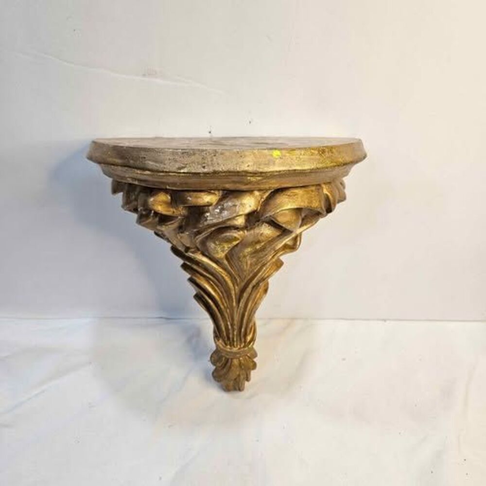 Vintage Gold Acanthus Leaf Wall Corbel Shelf